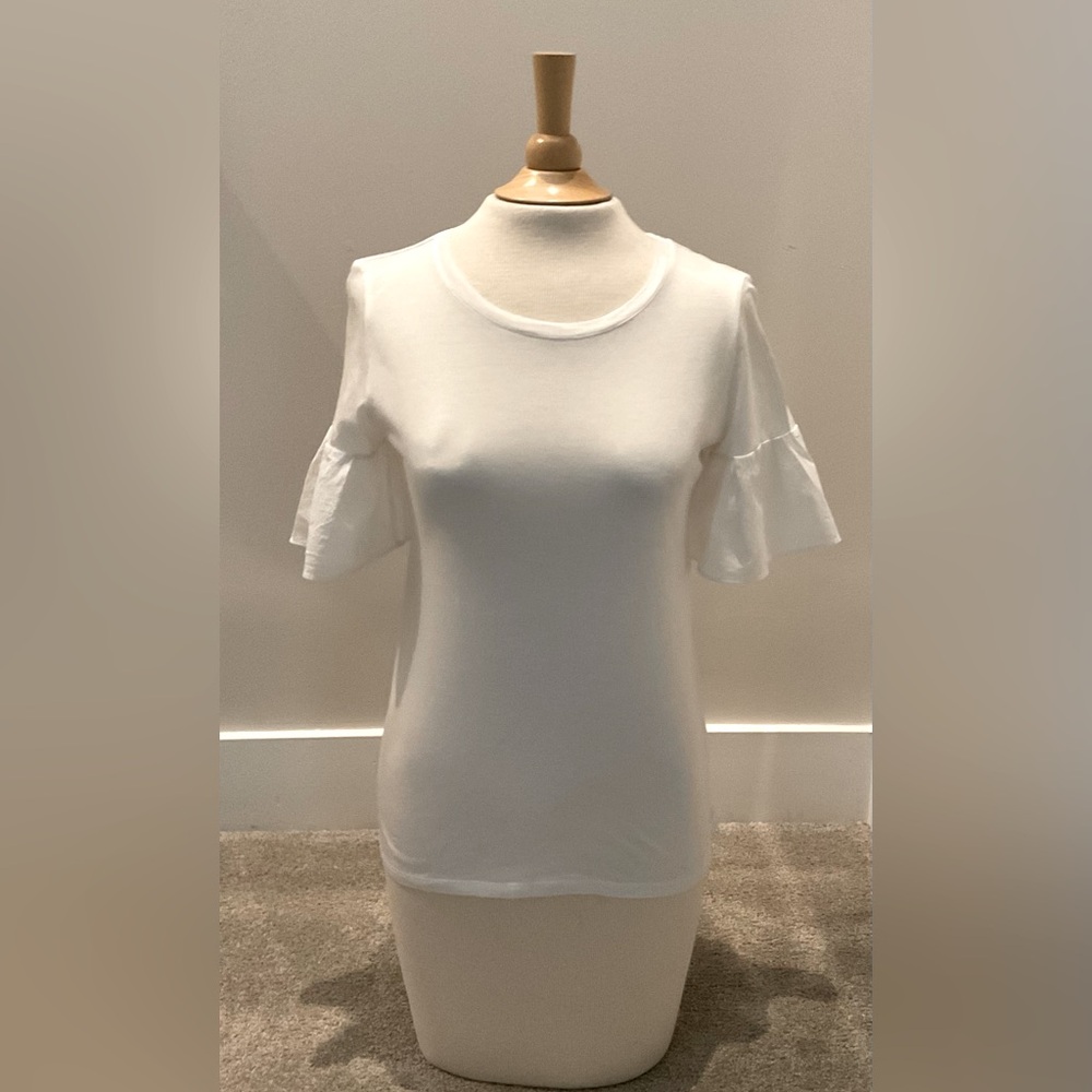 Loft Petites White Cotton Blend T-Shirt, size XSP